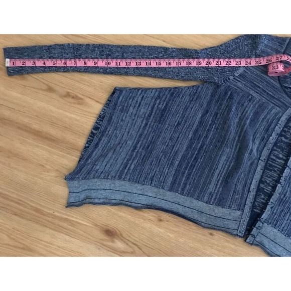 Free People Blue Space Dye Drapey Never Again Cardigan Sweater Hook & Eye Front - Picture 9 of 9